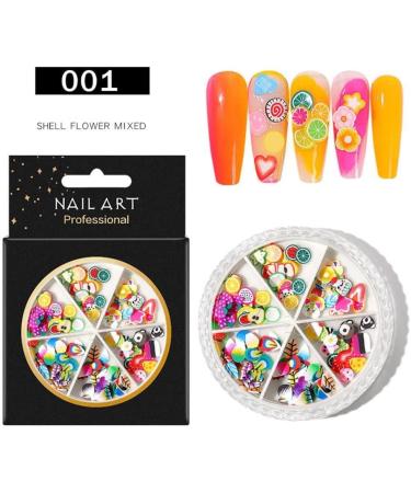 8 Wheels Fashion Manicure Nail Art Mixed Metal Nail Rhinestones Glitters Flower Shell Beads 3D Shell Flower(001) - Buy Online on GoSupps.com
