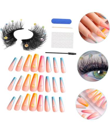 minkissy 1 Set Eyelash Manicure Set Natural False Lashes Pesta as Postizas Fluffy False Lashes Fake Nails Tips Faux Eyelashes Detachable Fake Nails Women False Eyelashes Miss Cross - Buy Online on GoSupps.com
