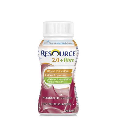 Nestle Resource 2.0 Fibre Pack of 4 x 200ml cans of multi-fruit drinkable food