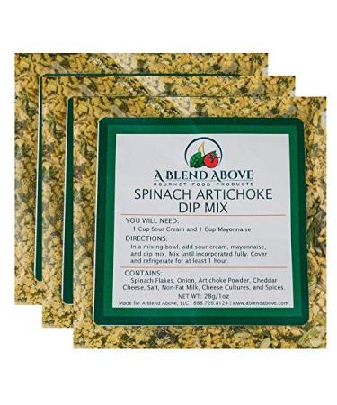 A Blend Above Spinach Artichoke Dip Mix Seasonings Packet Gourmet Food 1 oz (3 Pack)