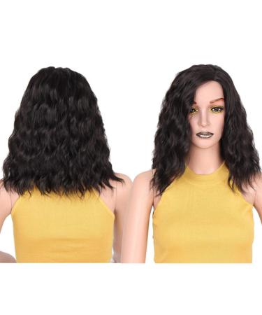 HBINGBING 14 Short Bob Water Wave Wig - Natural Black Synthetic Hair for Women - High Temperature Fiber - Buy Online on GoSupps.com