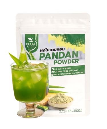 Premium Pandan Leaf Powder, Natural Green Food Coloring Powder, Pandan Latte, Pandan Juice Thai tea, Food Dyeing, no sugar added, Natural 100 G (3.5 oz Pack of 1) by NESAR FOOD