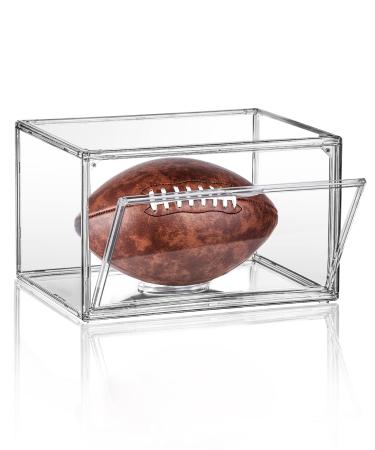 Football Display Case Full Size, Clear Acrylic Football Case Display Case with Magnetic Door and UV Protection, Professional Grade Stackable Football Display Box - 1 Pack Football Dsiplay Case 1 Pack