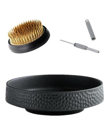 Eggone Japanese Ikebana Vase Kit Flower Frog Japanese Flower Arranging Supplies Flower Container with Needle Straightening Tool & Kenzan - 2.4inch (Ikebana Vase - Hammering Pattern) - Buy Online on GoSupps.com