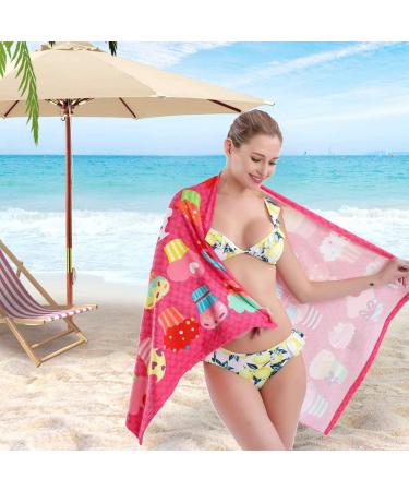 Auxory 30x60 Microfiber Beach Towel for Travel - Quick Dry, Sand Proof, Super Absorbent - Ice Cream Design - Ideal for Swimmers, Men, Women, Kids - Buy Online on GoSupps.com