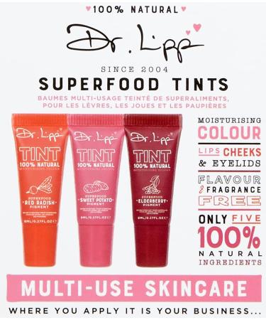 Dr.Lipp Superfood Tint 4-In-ONE Lip Gloss Tint Cheek Blush Eye Gloss 3-Pack 100% Natural 8ml - Buy Online on GoSupps.com