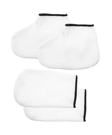 2 Pairs Hand and Foot Mask Body Wash Mitts Wax Tools Boot Glove Wax Treatment Tools Supply Exfoliating Boots Thermal Mitten Gloves Feet Care Mask Polyester Remover White Spa