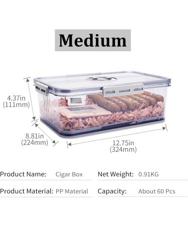 IOFMVF Cigar Humidor Case Hold 60 Cigars Built-in High Precision Hygrometer Transparent Cigar Storage Box Equipped with Cedar Wood Chips and Humidity Pack - Buy Online on GoSupps.com