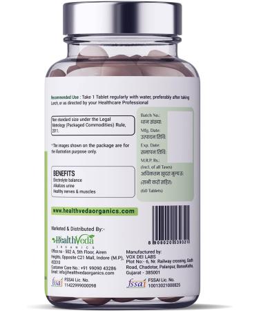 Verem Health Veda Organics Potassium Citrate 800mg - 60 Veg Tablets for Nerve, Muscle, Joint, & Bone Health | Manage Electrolytes | Men & Women - Buy Online on GoSupps.com