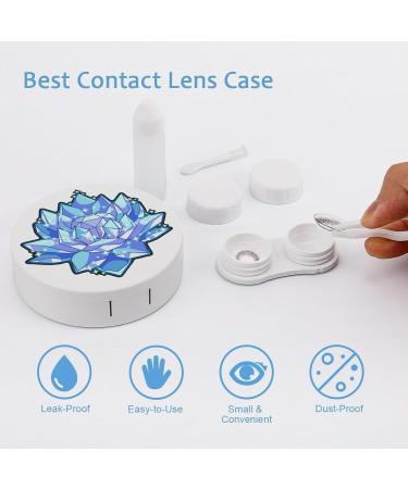 Lotus Crystal Cute Contact Lens Case - Portable Round Storage Box Kit with Mirror for Daily Outdoor Travel - Buy Online on GoSupps.com