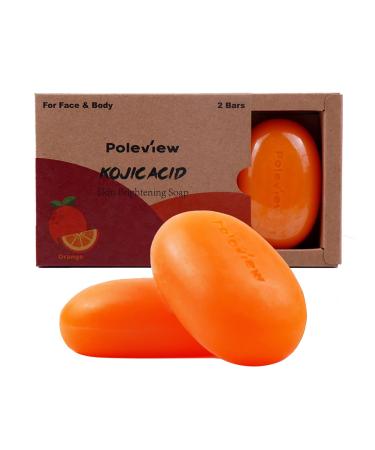 Poleview Kojic Acid Soap Skin Lightening Soap for Body & Face Glowing Radiance Skin Dark Spots Even Skin Tone and Reduce Appearance of Hyperpigmentation(2 Bars Per Pack) - 100 Grams 3.5 Ounce (Pack of 2)