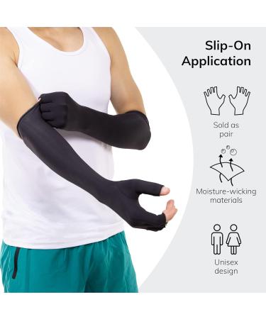 BraceAbility Compression Arthritis Gloves - Fingerless Copper Support for Carpal Tunnel and Hand Swelling Pain - Medium (Pack of 2) - Buy Online on GoSupps.com