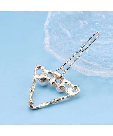 Aneneiceera Pearl Gold Crystal Hair Clip Barrette - Triangle Hair Pin for Women and Girls - Buy Online on GoSupps.com