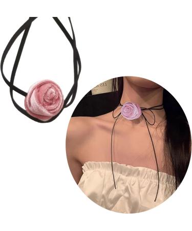 Buy OralGos Stylish Rose Pendant Necklace - Colorful Floral Velvet Chain | Fashion Jewelry for Every Occasion - Buy Online on GoSupps.com