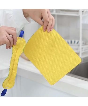 PURPLELILY Fiber Cleaning Towel Double Side Absorbent Dish Cloth With Lanyard Kitchen Restaurant Tableware - Buy Online on GoSupps.com