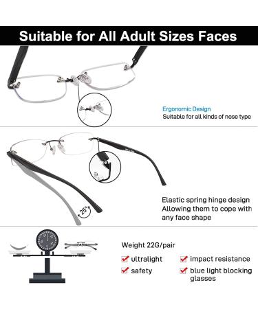 VVDQELLA 5-Pack Frameless Anti-Blue Light Glasses - UV Filter for PC Gaming & Computer Use - 1.25 Magnification - Buy Online on GoSupps.com