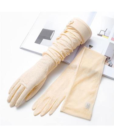 DHTDVD Driving Gloves Women's Summer Thin Long Lace Ice Silk Sleeves Full Finger Touch Screen 1 C