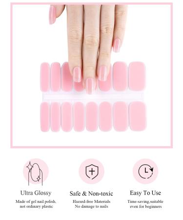 Buy Semi Cured Gel Nail Strips (Jelly Pink) - 16 Pcs UV Nail Stickers | Easy Application | Translucent Gel Nail Wraps for Stunning Nails - Buy Online on GoSupps.com