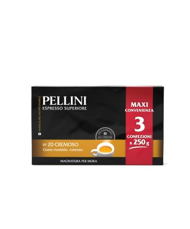 Pellini Caff for espresso pot Gusto Cremoso No. 20 each 3X250 g n.20 Cremoso