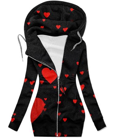 oelaio Full Zip Hoodie Women Lightweight Mini Bodycon Sweatshirt Dress Fall Coat Vintage Print Tunic Sweatshirts Jacket Red#36 Medium - Buy Online on GoSupps.com