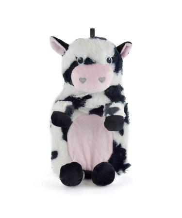 Heat bottle with plush cow cover