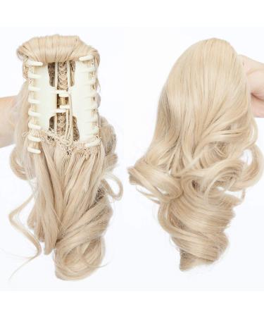 Sego ponytail extension ponytail hair extension braid hair piece hair voluminous wavy like real hair dark blonde mix blonde blonde 110g-12 "(30cm)