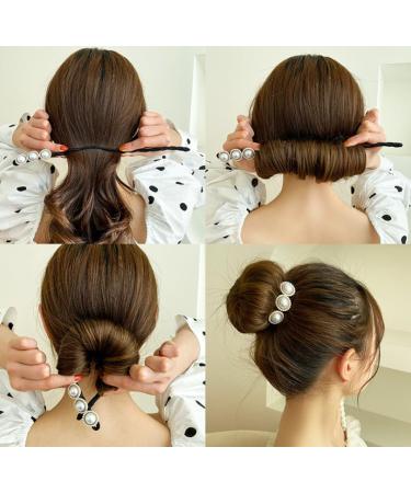 4PCS Pearl Flowers Hair Bun Maker Hair Bow Twist Headband Donut Bun Maker Hair Styling Tool Hair Accessories for Women Girls Magic Donut Hair Bun Maker - Buy Online on GoSupps.com