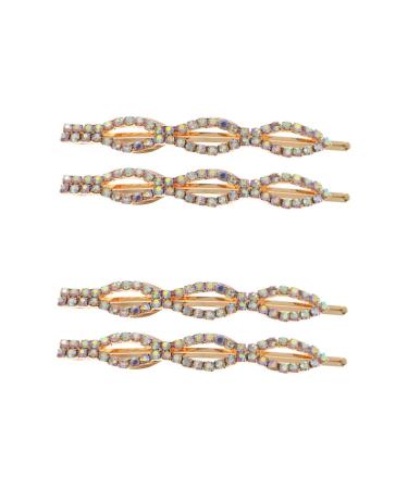 MAGICLULU 2 Pairs Ab Diamond Bangs Hairpin Hair Slides for Girls Barrettes for Thick Hair Bow Hair Clips Hair Barrettes Bangs Hair Clip Hair Pin Bobby Pin Rhinestone Bride Cute Side Clip