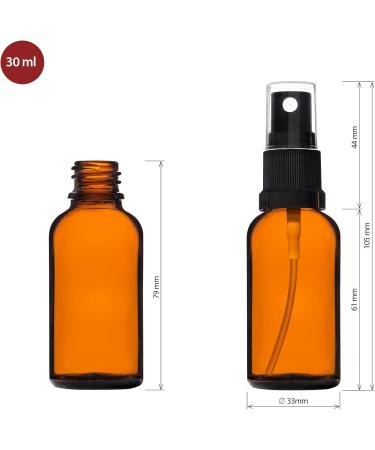 Handsunity 30ml Glass Spray Bottle Set - Amber Pharmacy Bottles with Black Atomizer & Accessories | International Shipping Available - Buy Online on GoSupps.com