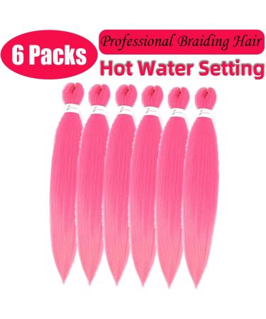 Pre-stretched Braiding Hair 6 Packs Kanekalon Synthetic Fiber itch Free Crochet EZ Braids Soft Yaki Texture Braiding Hair Extensions (Pink#) 26 Inch (Pack of 6) Pink# - Buy Online on GoSupps.com