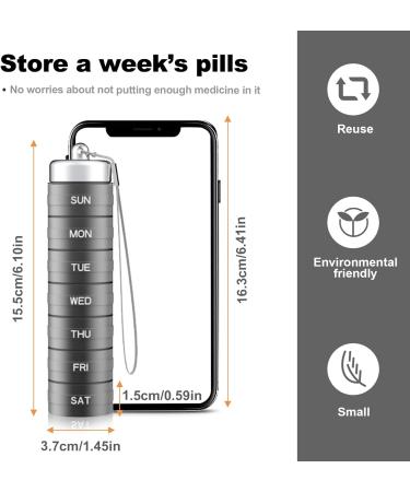 Aluminum Alloy Travel Medicine Organizer - Portable Waterproof Pill Box for Vitamins & Fish Oil | Large Capacity Weekly Organizer in Grey - Buy Online on GoSupps.com