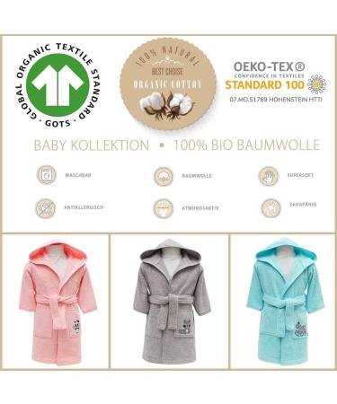 Organic Terry Cloth Baby Bathrobe | 100% Organic Cotton | Sei Design | Kids 3-4 Years | Soft Pink 74-80 | Eco-Friendly Children s Bathrobe - Buy Online on GoSupps.com