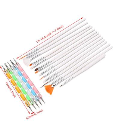 Pinkiou 15pcs Nail Art Brush Set & 5pcs Dotting Pens for Nail Design - White | 01-0176 - Buy Online on GoSupps.com