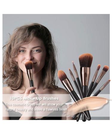 Premium 10PC Makeup Brush Set Professional Cosmetic Tools with Travel Bag for Women & Girls - Buy Online on GoSupps.com