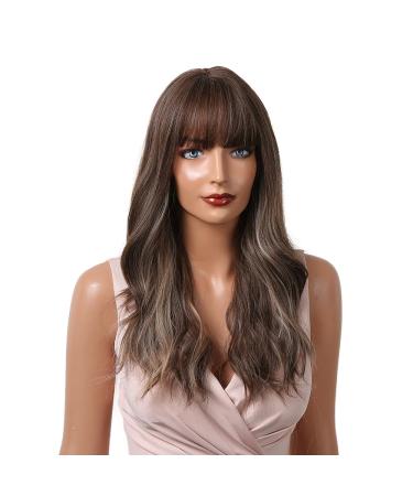 HAIRCUBE Long Brown Curly Wig for Women | Synthetic Hair Wig with Bangs - Shop Internationally - Buy Online on GoSupps.com
