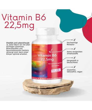 Vitamin B6 22.5mg - Year Supply Vegan Bulk Pack 400 Tablets | Vitamintrend - Premium Quality Supplements - Buy Online on GoSupps.com
