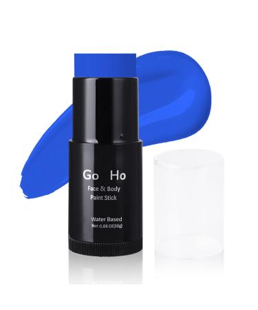 Go Ho Water Based Blue Face Paint Stick Washable (1.06 Oz) Non-toxic Cream Body Paint Full-coverage Face Body Paint Makeup Stick for Adults Children Theater Halloween SFX Cosplay