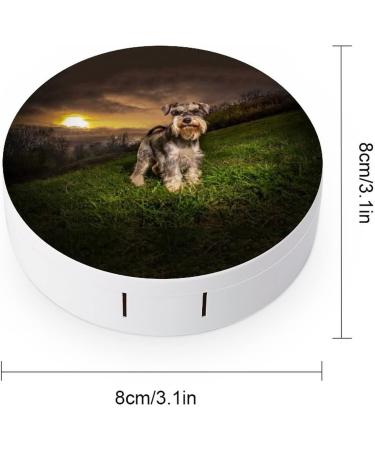 Miniature Schnauzer at Sunset Round Case For Contact Lens Kit Storage Box with Mirror Printed - Buy Online on GoSupps.com