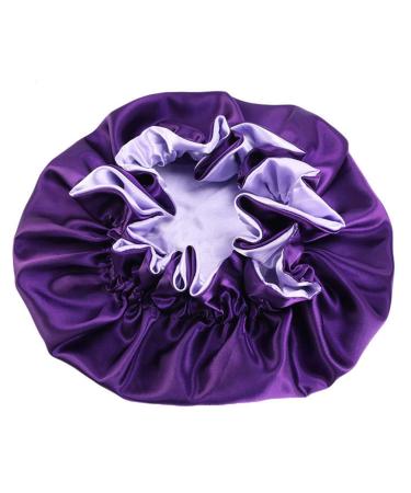 Healifty 3PCS Double Layer Satin Bath Cap Set - Purple, Black, Gem Blue | Wide Band Satin Bonnet for Women | Elastic Nightcap for Home & Travel - Buy Online on GoSupps.com