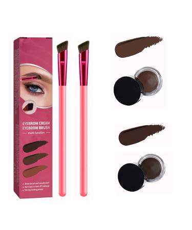 Eelhoe Eyebrow Brush Home Eyebrow Care Kit 4D Laminated 4D Laminated Brow Home-Grooming Kit 4D Hair Stroke Brow Stamp Brush with Eyebrow Cream (Taupe+Dark Brown)