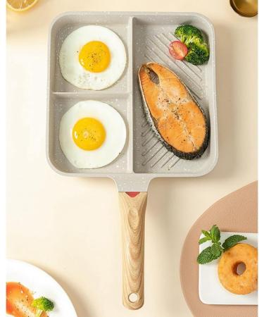 Daroplo Durable Multipurpose Fried Egg Frying Pan 3 in 1 Steak Breakfast Frying Pan Cooking Pan Kitchen Utensils - Buy Online on GoSupps.com