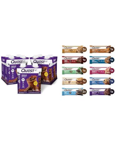 Quest Nutrition Ready To Drink Chocolate Protein Shake High Protein Low Carb & Ultimate Variety Pack Protein Bars High Protein Low Carb Gluten Free