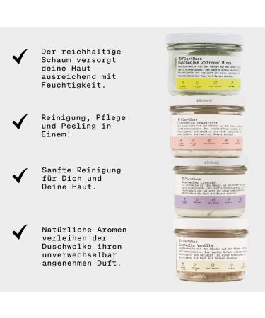 Shop Plantbase Shower Cloud Vanilla 110g - 3in1 Vegan Natural Shower Gel Soothing Peeling for Body & Face Handmade in Germany - Buy Online on GoSupps.com
