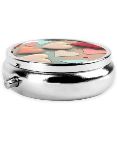 Love Pattern Round Pill Box - 3 Compartment Portable Travel Organizer for Easy Medication Management - Buy Online on GoSupps.com