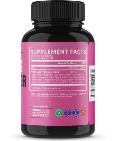 Biotin Fat Burners for Women | 5000mcg Biotin Weight Loss Diet Pills with Apple Cider Vinegar & Green Tea Extract | Gluten Free Non-GMO Vegetarian | 60 Count - Buy Online on GoSupps.com