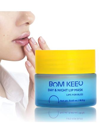 Bom Keeo Lip Sleeping Mask & Day Lip Balm for Dry & Cracked Lips for Men and Women - Overnight Moisturizing Korean Lip Treatment with Avocado  Grapefruit  Coconut & Rosehip Oils 1