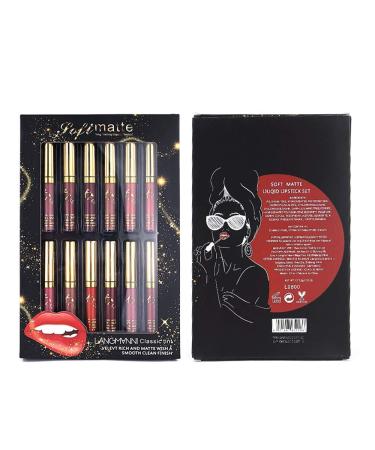 UCANBE 12-Piece Velvet Matte Liquid Lipstick Set - Waterproof & Long-Lasting Lip Gloss in Classic Shades - Perfect Gift for Women - Buy Online on GoSupps.com