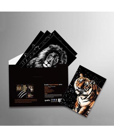 Rainbow Scratch Art Paper Set for Kids & Adults - Animal World Theme - 8 Sheets & 6 Tools Included - Buy Online on GoSupps.com