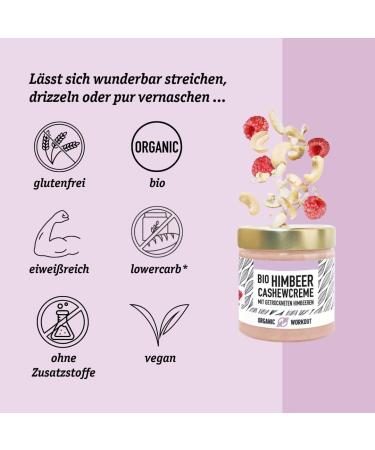 Bio-Berry Cashew with Raspberry Vanilla Aroma - Vegan Lower-Carb Sugar-Free Erythritol | Organic White Chocolate Cashew Raspberry 3x190g - International Shipping Available - Buy Online on GoSupps.com