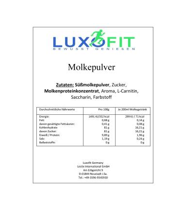 Buy Luxofit Waldmeister Sweet Molke Drink Powder Whey Protein L-Carnitine Aspartame-Free Natural Dyes Easy Preparation (1 kg) | International Shipping - Buy Online on GoSupps.com